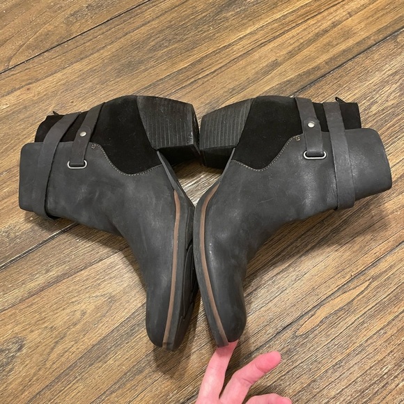 Korks Ankle Boot Contrast Suede Leather Heels Black Size 11 M Moto Grunge Goth - Picture 7 of 10